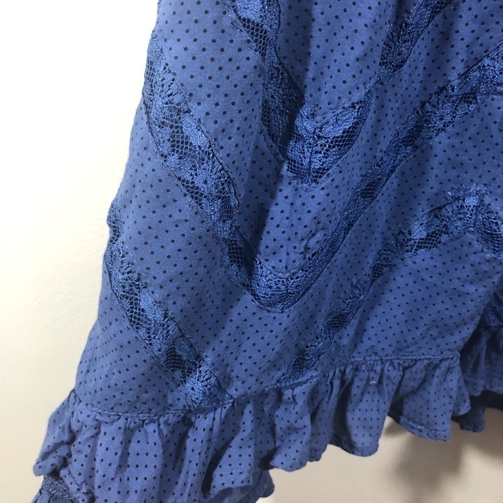 Free People Intimately Free People Blue Lace and Ruffle Sleeveless Tunic Top XS - Picture 3 of 6